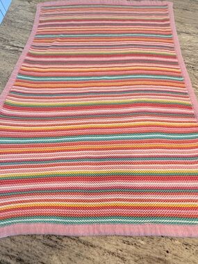 Silver cloud baby girl Pastel Pink Striped Knit Blanket